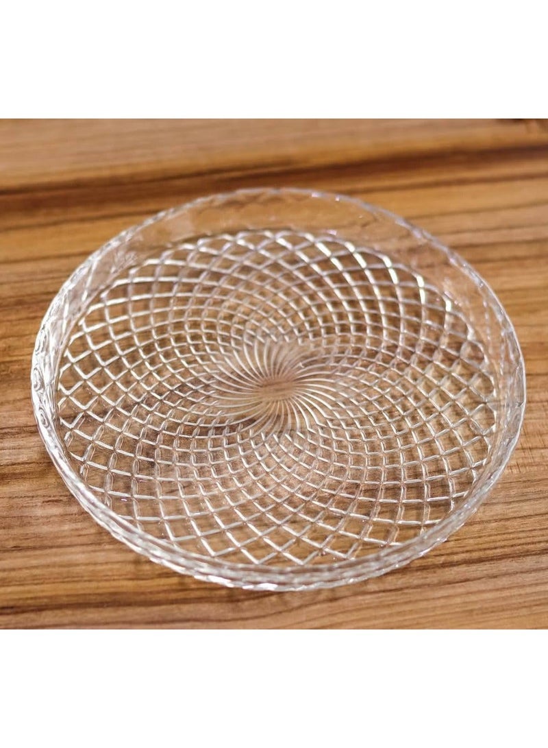 طقم أطباق تقديم زجاج دائري شفاف 6 قطع مقاس 21 سم – أوعية زجاجية بحواف مرتفعة للتقديم والضيافة والاستخدام اليومي – تصميم عملي وأنيق - Image 3